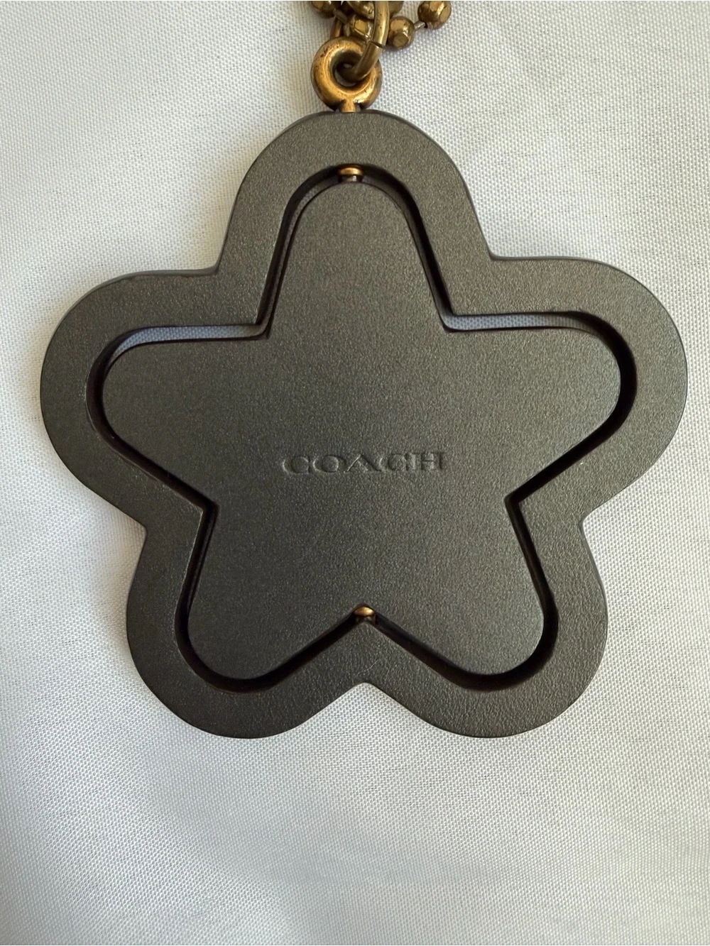 Coach 3D Star Bag Charm Keychain Signature Canvas Gold Hangtag